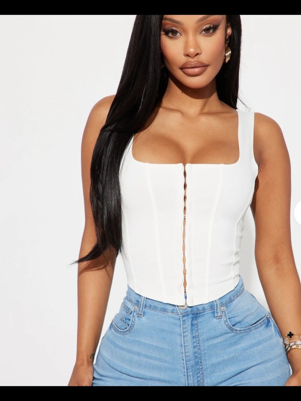 Fashion Nova White Square Neck Corset Tank